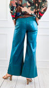 Holiday Luxe Faux Leather Flare Leg Pants - Hunter-100 Pants-SO ME-Coastal Bloom Boutique, find the trendiest versions of the popular styles and looks Located in Indialantic, FL