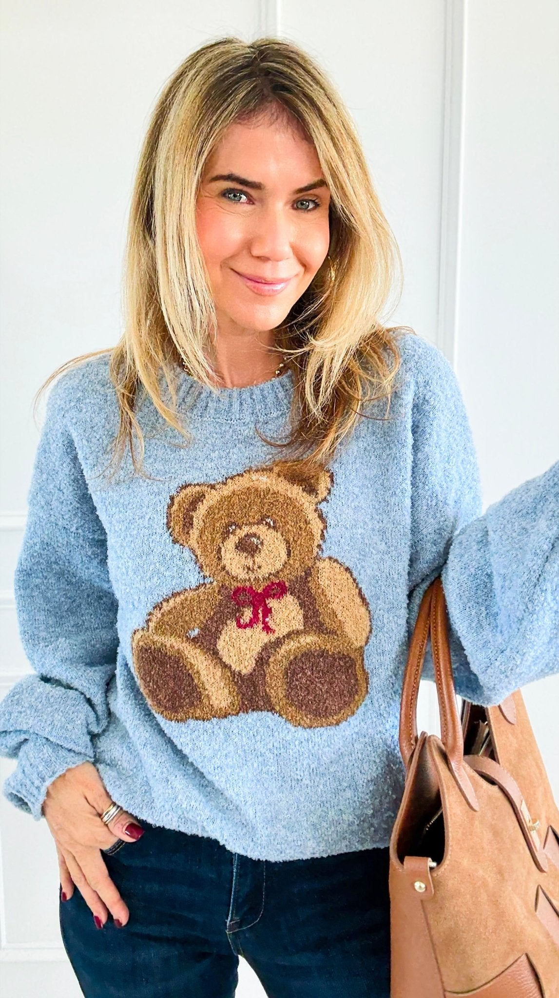 Honey Bear Cozy Knit Sweater-140 Sweaters-VERY J-Coastal Bloom Boutique, find the trendiest versions of the popular styles and looks Located in Indialantic, FL