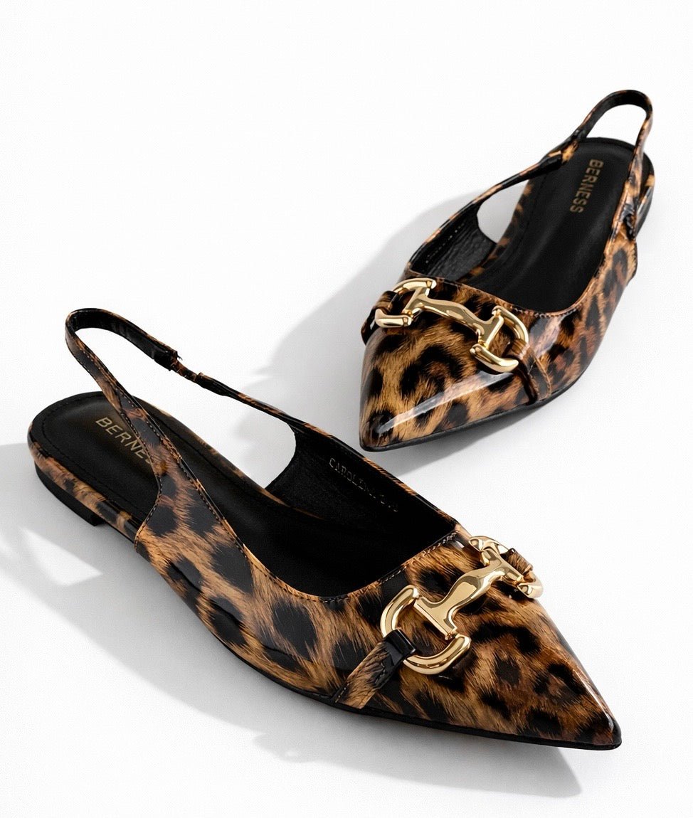 Horse Detail Side Slingback Flat - Leopard