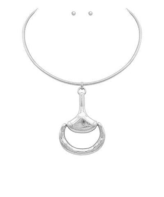 Silver necklace with a unique pendant on a white background