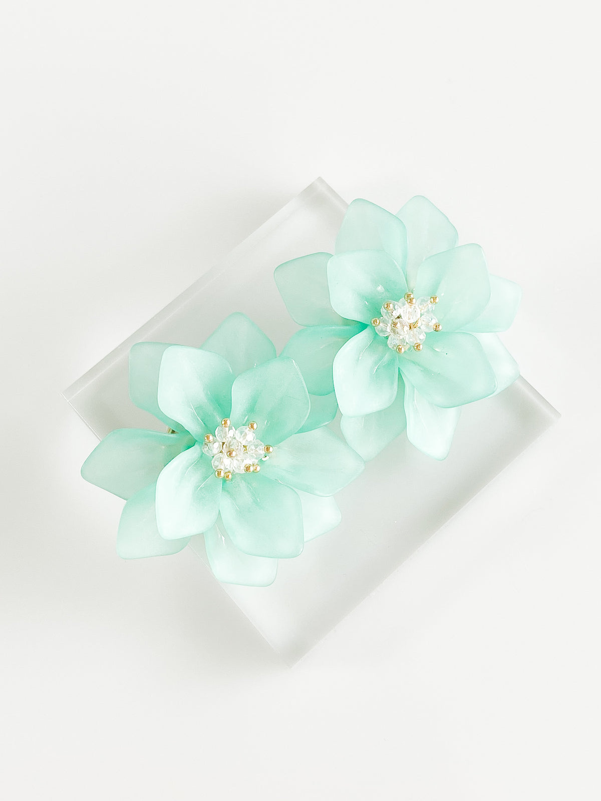 Peonia Flower Earrings - Lt Green-230 Jewelry-Golden Stella-Coastal Bloom Boutique, find the trendiest versions of the popular styles and looks Located in Indialantic, FL