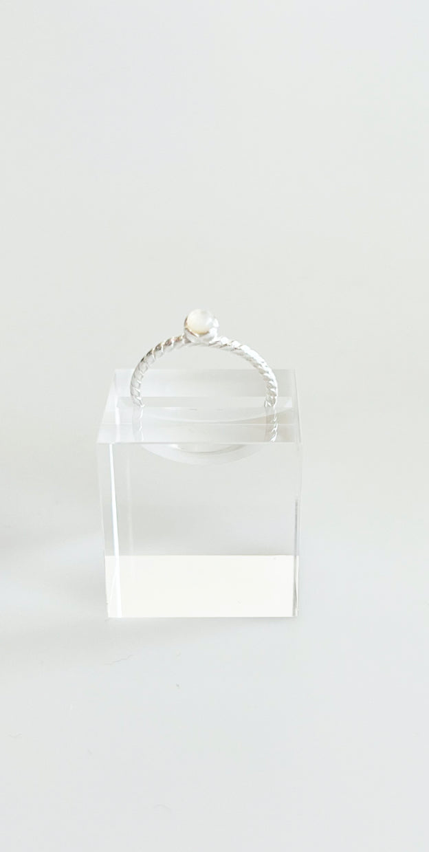 Sterling Silver Cable Twist Tini Pearl Ring-230 Jewelry-Oriental Treasure-Coastal Bloom Boutique, find the trendiest versions of the popular styles and looks Located in Indialantic, FL
