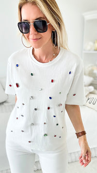 Las Vegas Tee - White-110 Short Sleeve Tops-LA' ROS-Coastal Bloom Boutique, find the trendiest versions of the popular styles and looks Located in Indialantic, FL