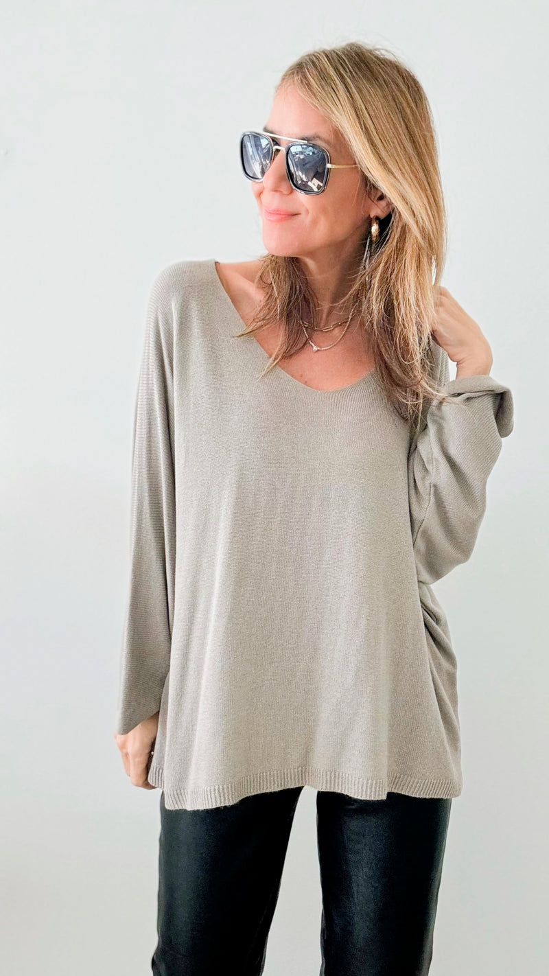 Sundays Ribbed Italian Top - Taupe-130 Long Sleeve Tops-Italianissimo-Coastal Bloom Boutique, find the trendiest versions of the popular styles and looks Located in Indialantic, FL