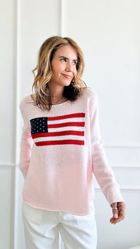 Flag Soft knit- Blush-140 Sweaters-Miracle-Coastal Bloom Boutique, find the trendiest versions of the popular styles and looks Located in Indialantic, FL