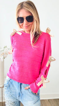 Satin Elegance Italian Sweater - Fuchsia-140 Sweaters-Germany-Coastal Bloom Boutique, find the trendiest versions of the popular styles and looks Located in Indialantic, FL