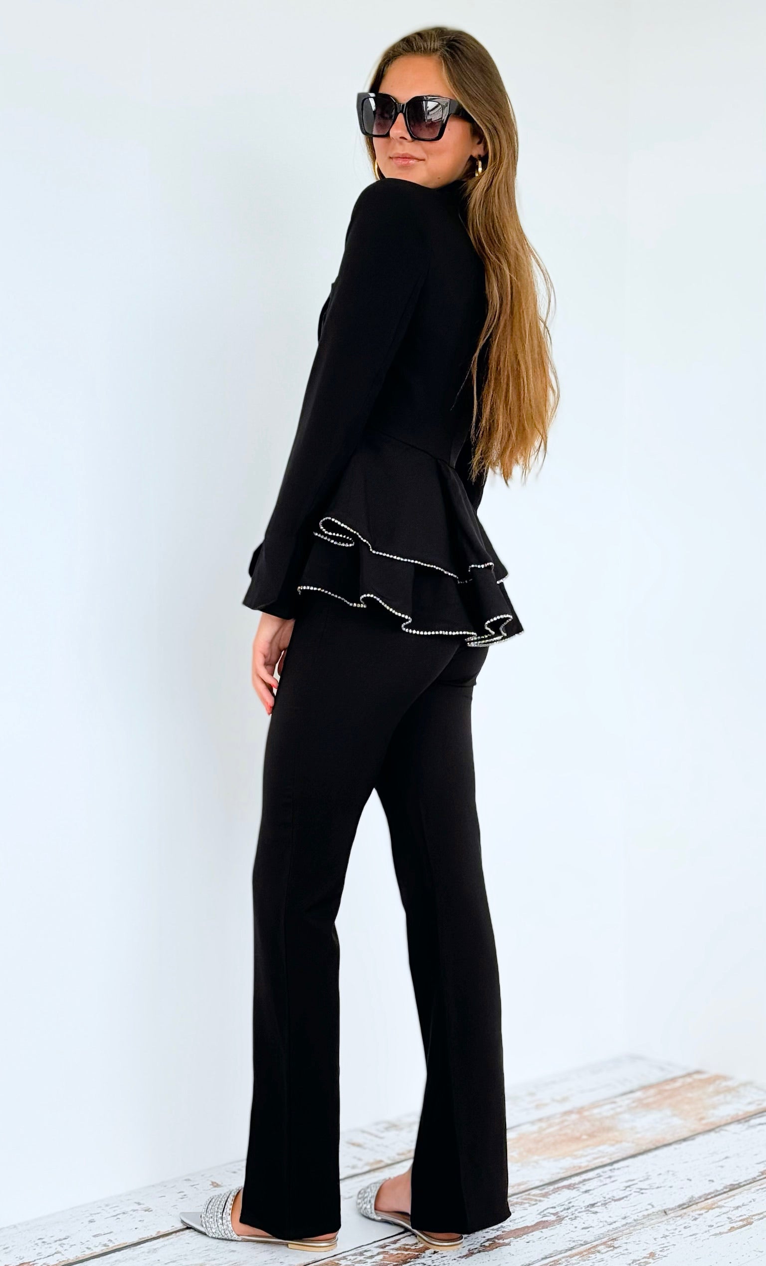 Fine Lines Blazer & Pant Set-210 Loungewear/Sets-rivir-Coastal Bloom Boutique, find the trendiest versions of the popular styles and looks Located in Indialantic, FL