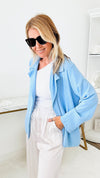 Lunch Break Open Blazer - Blue Bell-160 Jackets-CULTURE CODE-Coastal Bloom Boutique, find the trendiest versions of the popular styles and looks Located in Indialantic, FL