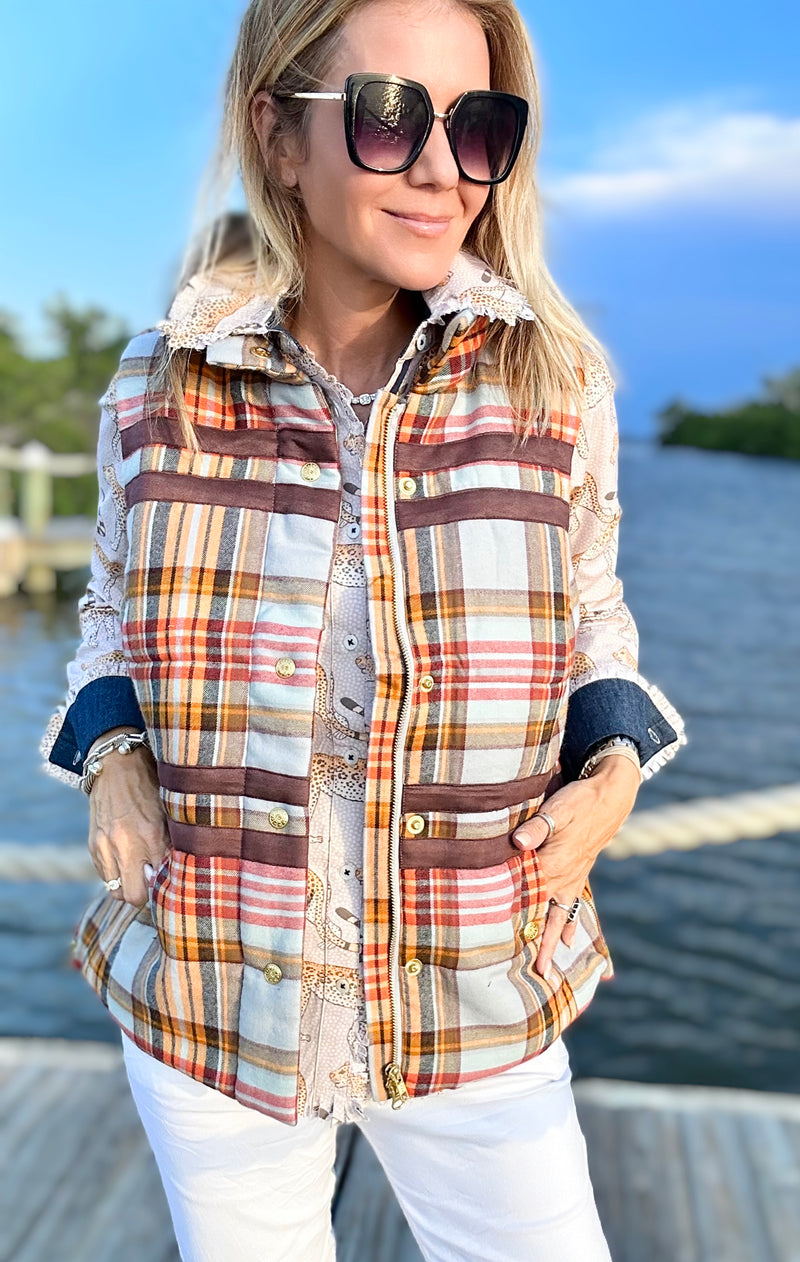Plaid Rosey Vest-160 Jackets-DIZZY-LIZZIE-Coastal Bloom Boutique, find the trendiest versions of the popular styles and looks Located in Indialantic, FL