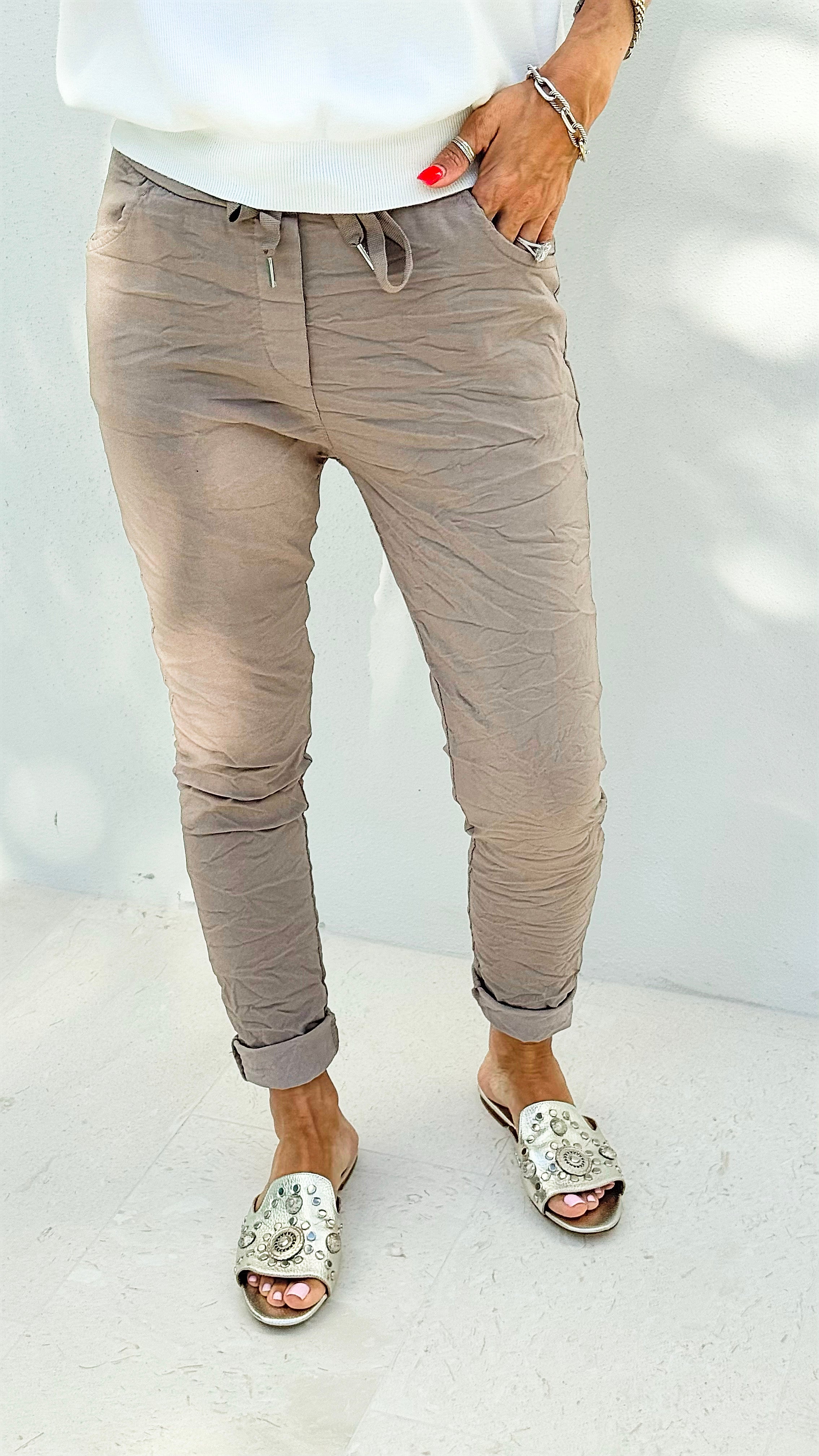 Love Endures Italian Jogger - Dark Taupe-180 Joggers-Italianissimo-Coastal Bloom Boutique, find the trendiest versions of the popular styles and looks Located in Indialantic, FL