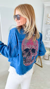 CB Exclusive Cropped Skull Denim Top-160 Jackets-Holly-Coastal Bloom Boutique, find the trendiest versions of the popular styles and looks Located in Indialantic, FL