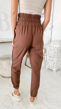 Paperbag Jogger Pants - Brown-170 Bottoms-HYFVE-Coastal Bloom Boutique, find the trendiest versions of the popular styles and looks Located in Indialantic, FL