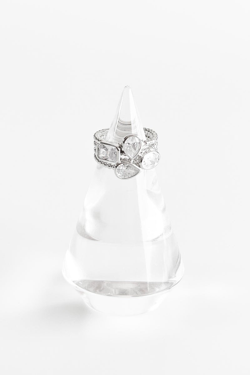 Sterling Silver CZ Oval & Pear Ring-230 Jewelry-NYC-Coastal Bloom Boutique, find the trendiest versions of the popular styles and looks Located in Indialantic, FL
