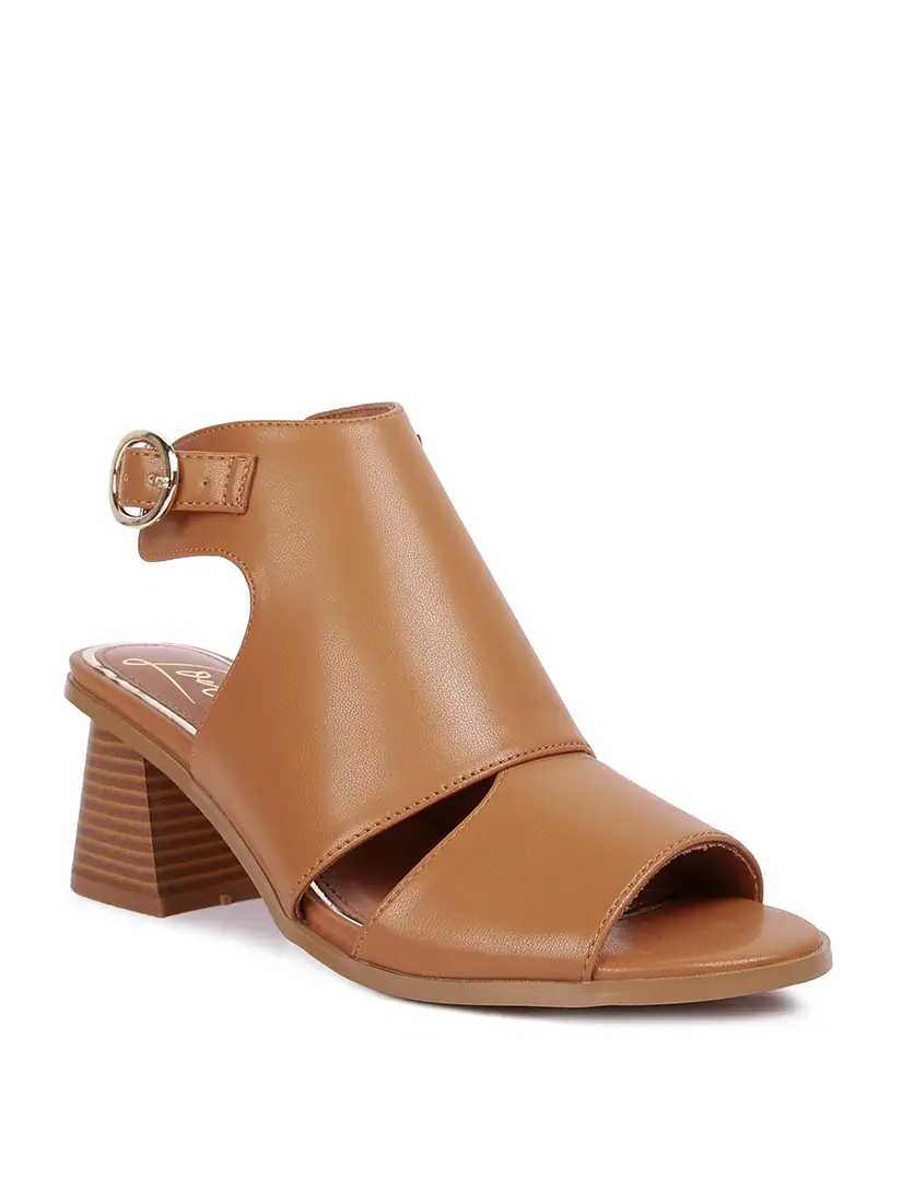 Faux Leather Buckle Block Heel Boots - Tan-250 Shoes-RagCompany-Coastal Bloom Boutique, find the trendiest versions of the popular styles and looks Located in Indialantic, FL