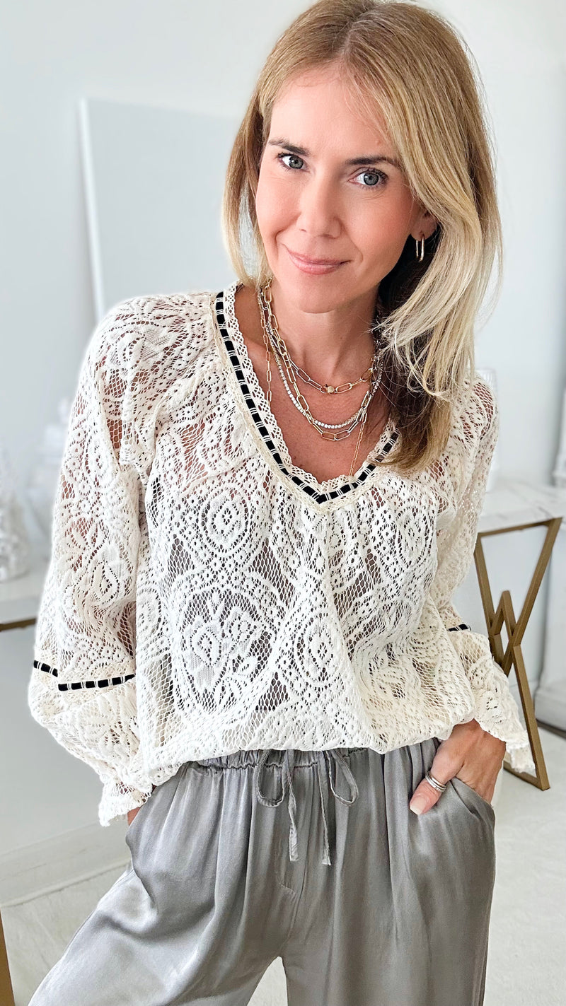 Romantic Lace Blouse-130 Long Sleeve Tops-MAZIK-Coastal Bloom Boutique, find the trendiest versions of the popular styles and looks Located in Indialantic, FL