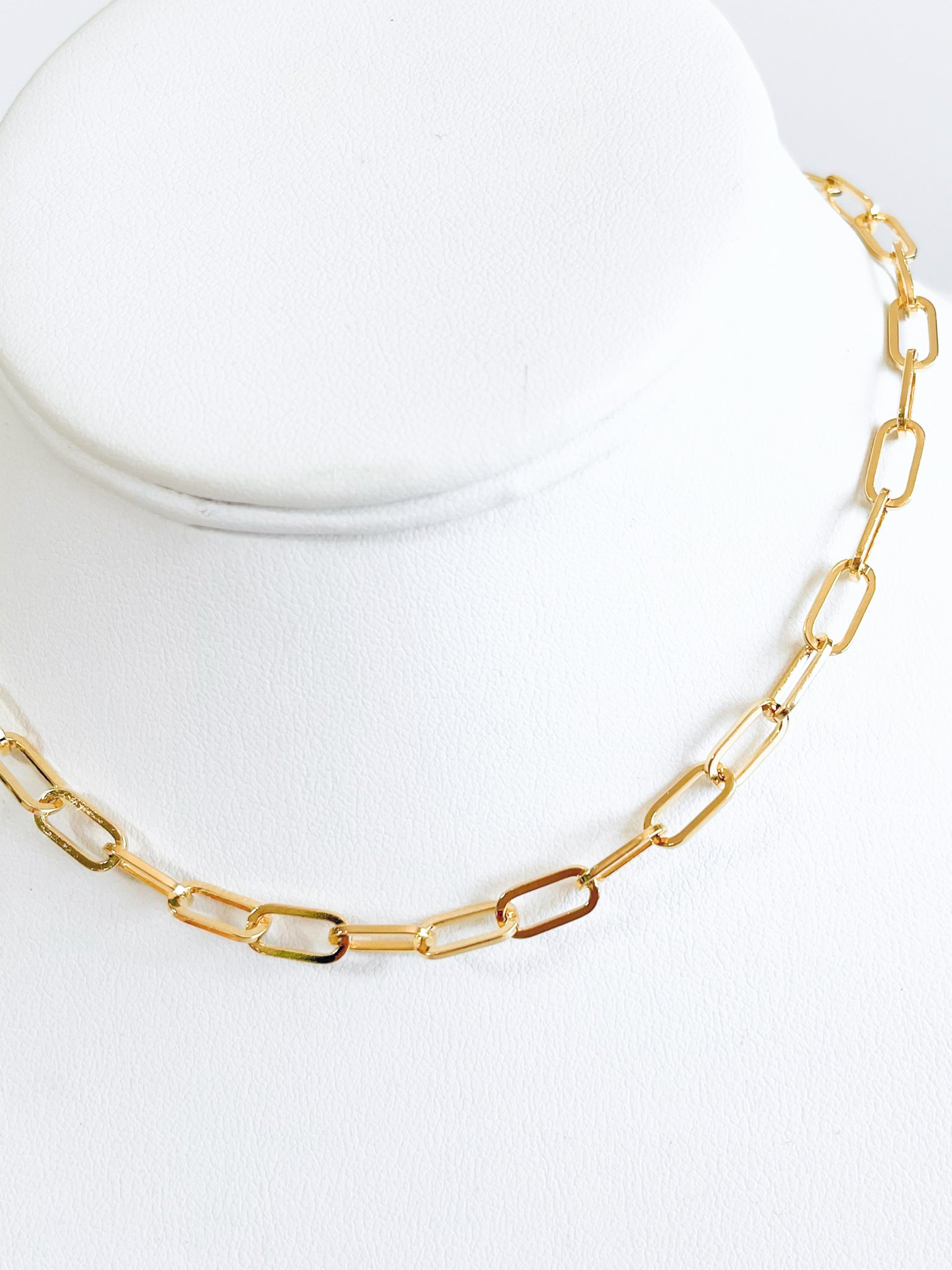 Gold Paper Clip Choker Necklace-230 Jewelry-Wona Trading-Coastal Bloom Boutique, find the trendiest versions of the popular styles and looks Located in Indialantic, FL
