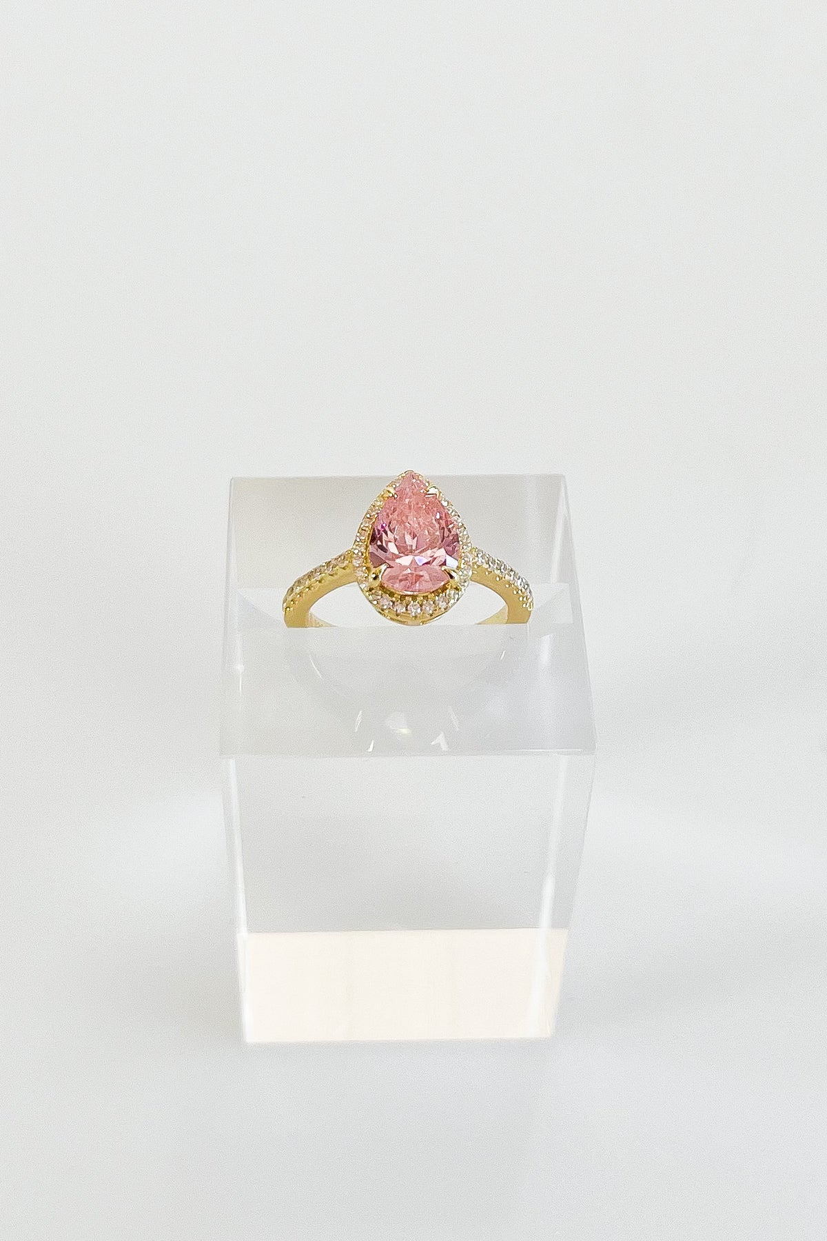 Sterling Silver Pear Halo Ring - Pink-230 Jewelry-NYC-Coastal Bloom Boutique, find the trendiest versions of the popular styles and looks Located in Indialantic, FL