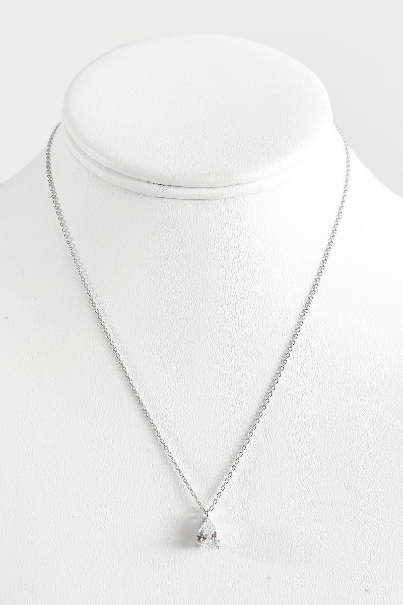 Pear Solitaire Necklace-230 Jewelry-BAG BOUTIQUE/H&D-Coastal Bloom Boutique, find the trendiest versions of the popular styles and looks Located in Indialantic, FL