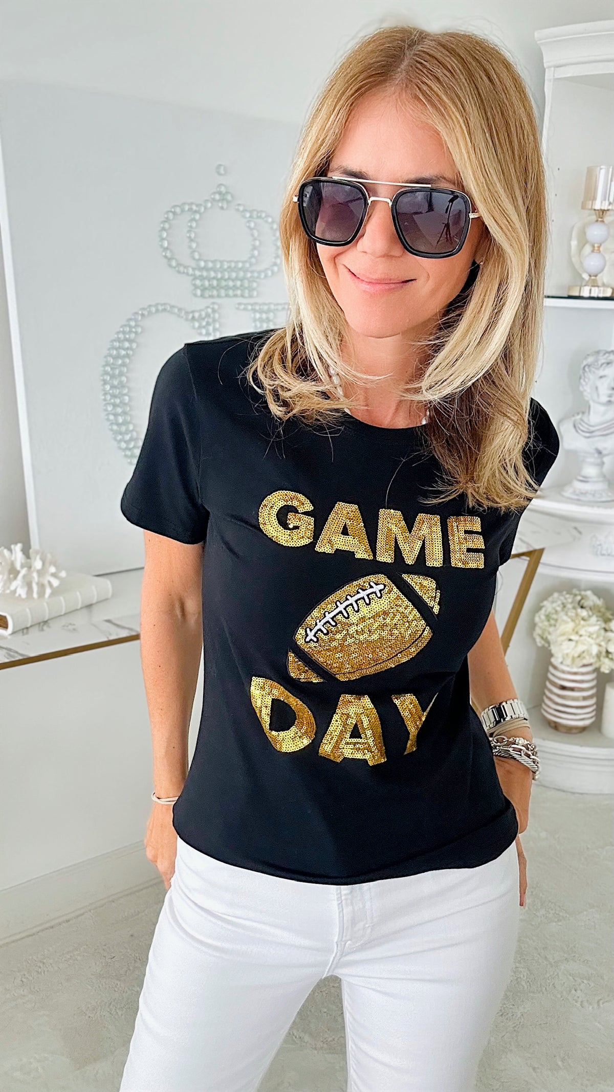 Gameday T-Shirt-110 Short Sleeve Tops-Why Dress-Coastal Bloom Boutique, find the trendiest versions of the popular styles and looks Located in Indialantic, FL