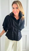 Puff Sleeves Pintuck Top - Black-210 Loungewear/Sets-rivir-Coastal Bloom Boutique, find the trendiest versions of the popular styles and looks Located in Indialantic, FL