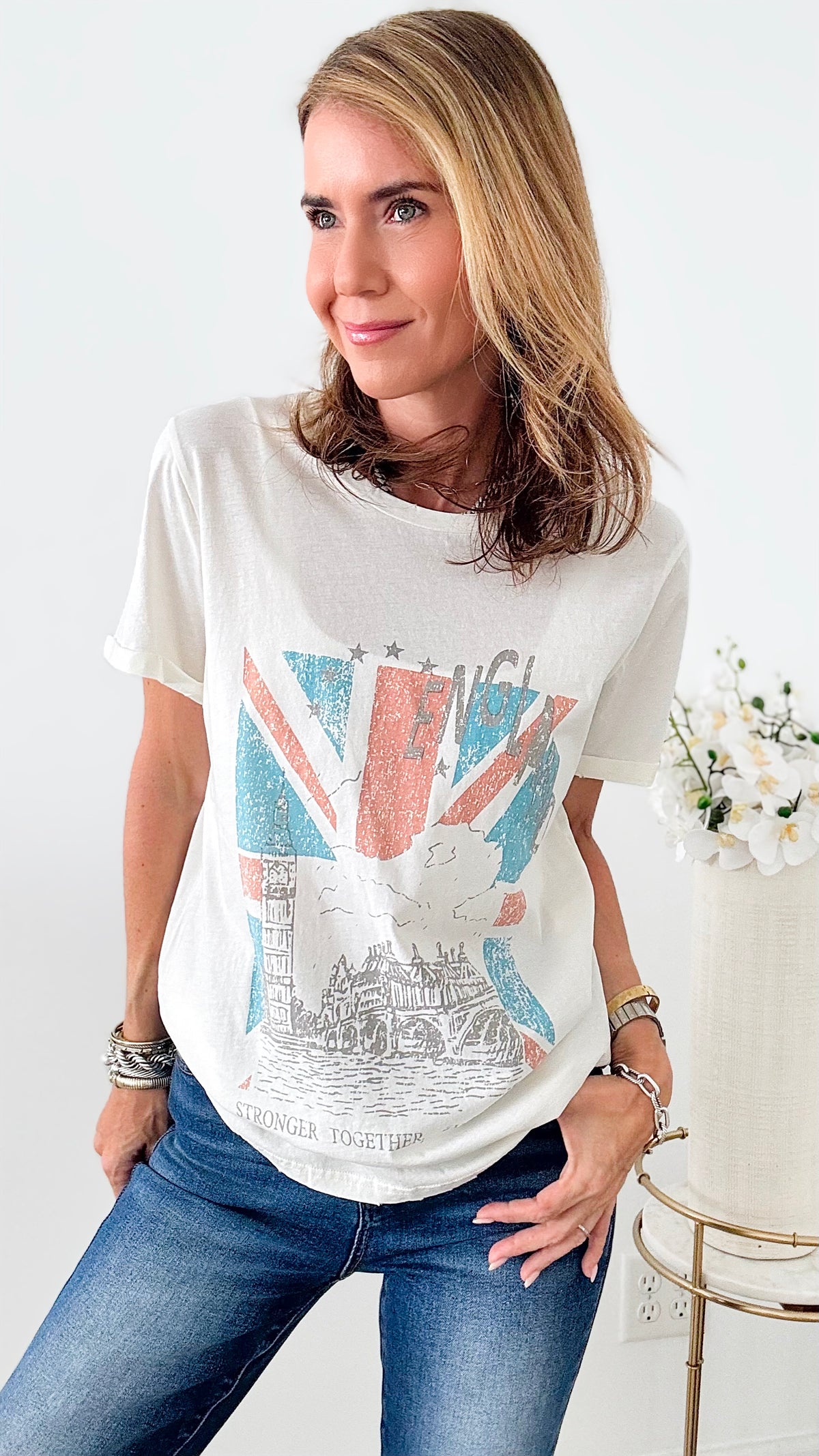 England Graphic Top-110 Short Sleeve Tops-Rousseau-Coastal Bloom Boutique, find the trendiest versions of the popular styles and looks Located in Indialantic, FL
