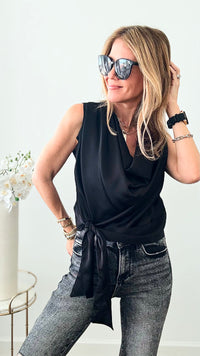 Cowl Neck Chic Blouse - Black-100 Sleeveless Tops-she+sky-Coastal Bloom Boutique, find the trendiest versions of the popular styles and looks Located in Indialantic, FL
