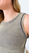 Purely Washed Top - Mocha Grey-100 Sleeveless Tops-Zenana-Coastal Bloom Boutique, find the trendiest versions of the popular styles and looks Located in Indialantic, FL