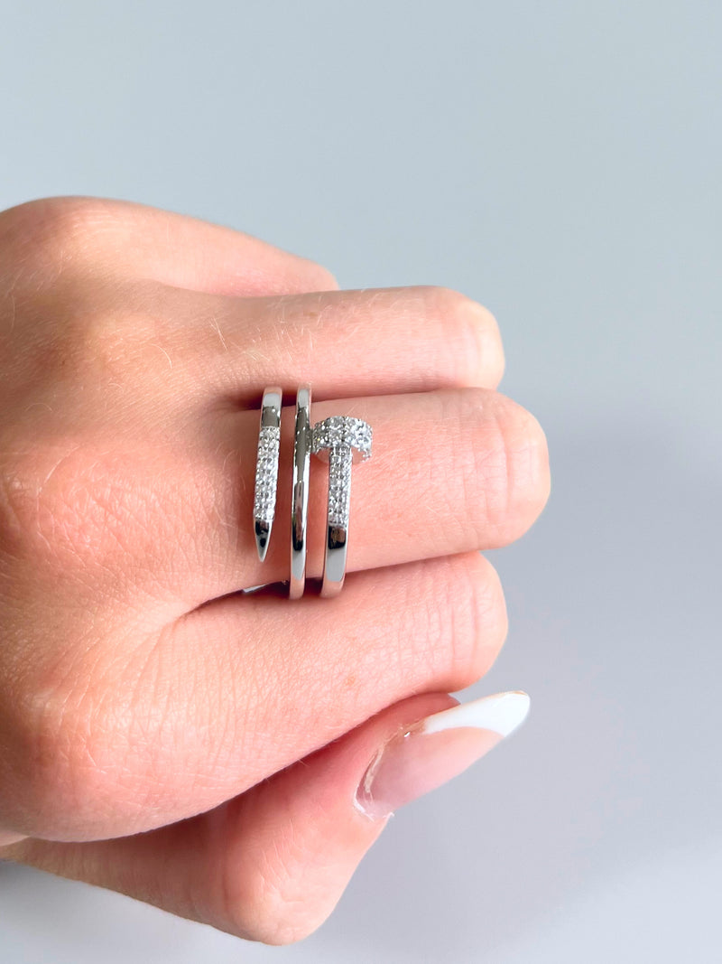 Sterling Silver CZ Micropave Nail Ring-230 Jewelry-Radium-Coastal Bloom Boutique, find the trendiest versions of the popular styles and looks Located in Indialantic, FL