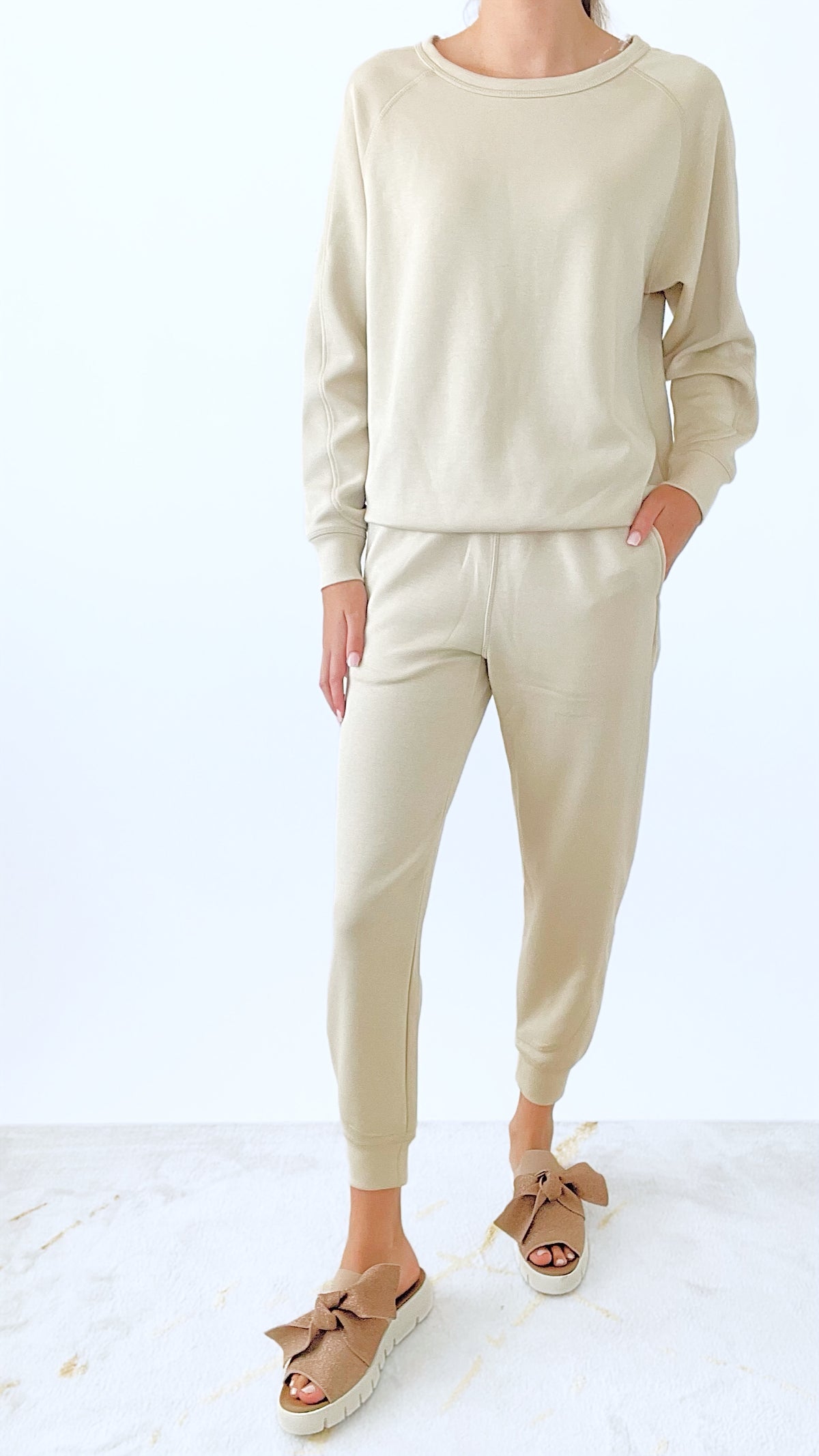 Elevated Lounge Set- Natural-210 Loungewear/Sets-Mono B-Coastal Bloom Boutique, find the trendiest versions of the popular styles and looks Located in Indialantic, FL