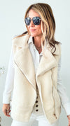 Solid Suede Faux Fur Vest - Cream-160 Jackets-ShopIrisBasic-Coastal Bloom Boutique, find the trendiest versions of the popular styles and looks Located in Indialantic, FL