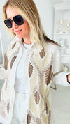 Leaf Embroidered Button Up Top-130 Long Sleeve Tops-TOUCHE PRIVE-Coastal Bloom Boutique, find the trendiest versions of the popular styles and looks Located in Indialantic, FL