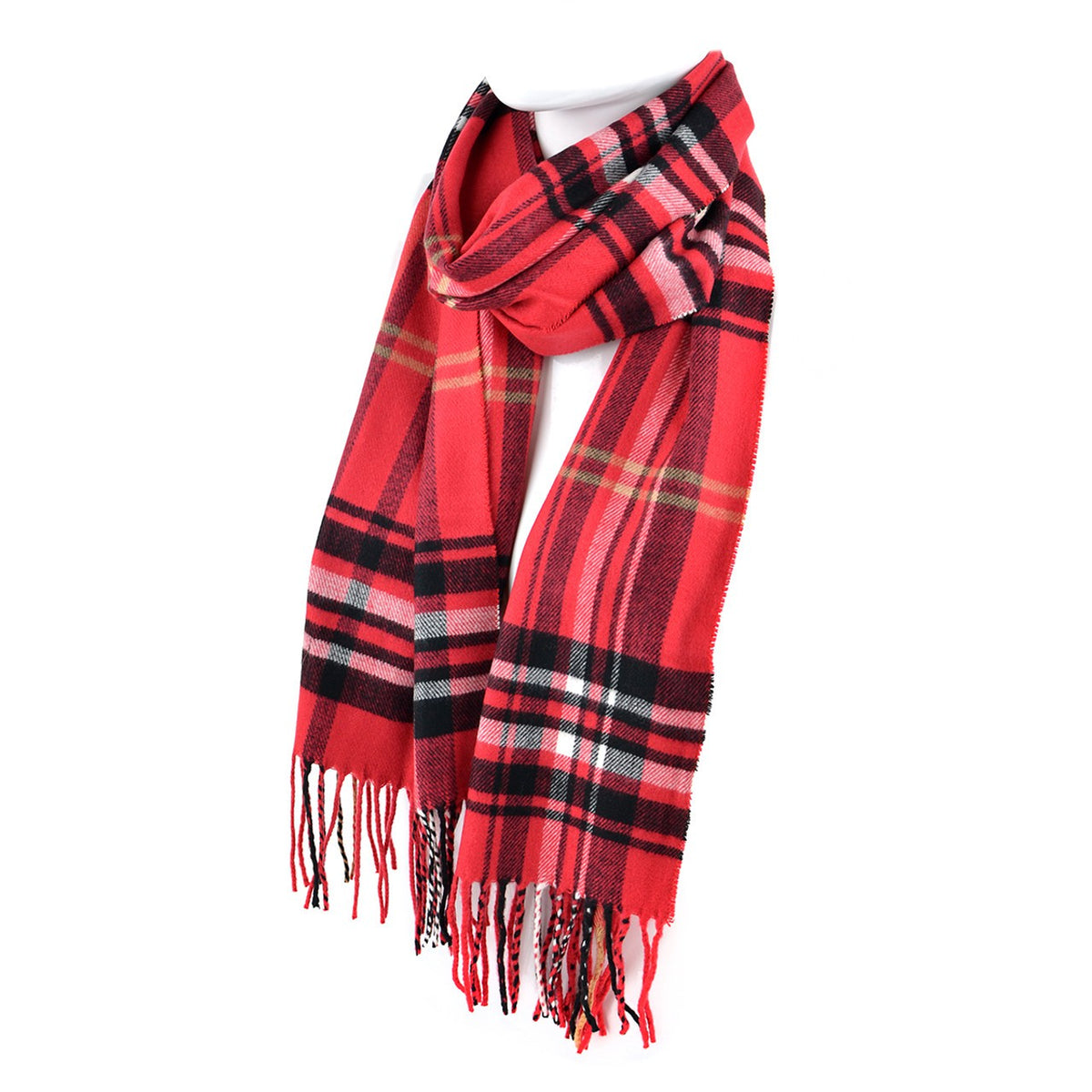 Plaid Cashmere Feels Scarves - Red-260 Other Accessories-Selini New York-Coastal Bloom Boutique, find the trendiest versions of the popular styles and looks Located in Indialantic, FL