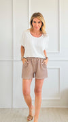 Textured Print Cropped Shorts-170 Bottoms-See and Be Seen-Coastal Bloom Boutique, find the trendiest versions of the popular styles and looks Located in Indialantic, FL