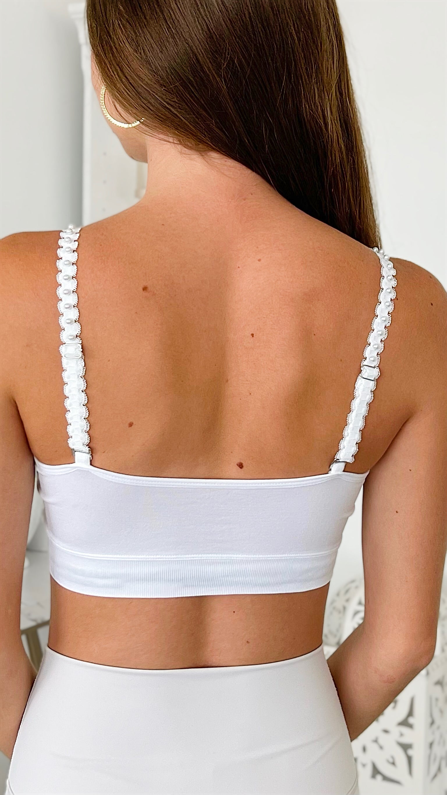 One Size White w/ Pearl Lace Strap Plunge Bra-220 Intimates-Strap-its-Coastal Bloom Boutique, find the trendiest versions of the popular styles and looks Located in Indialantic, FL