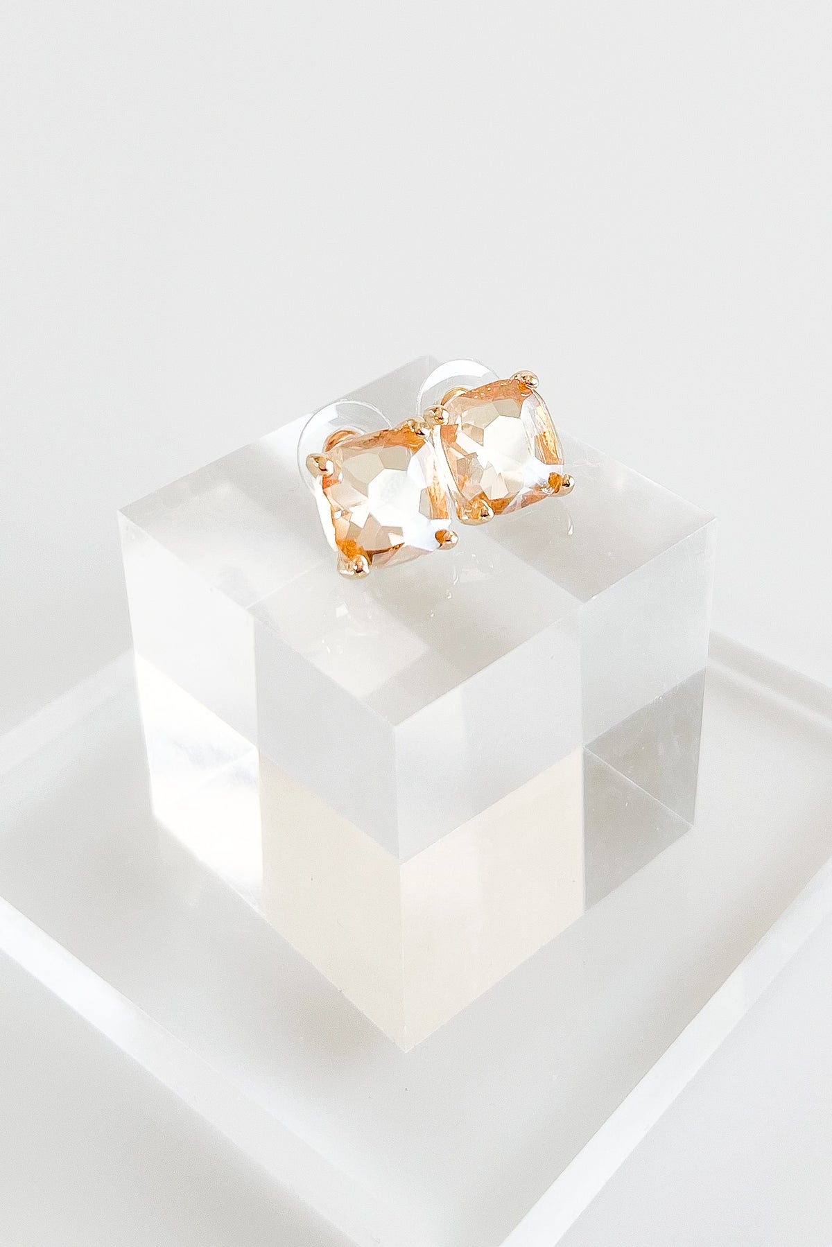 Cushion Stone Stud Evening Earrings - Topaz-230 Jewelry-NYW-Coastal Bloom Boutique, find the trendiest versions of the popular styles and looks Located in Indialantic, FL