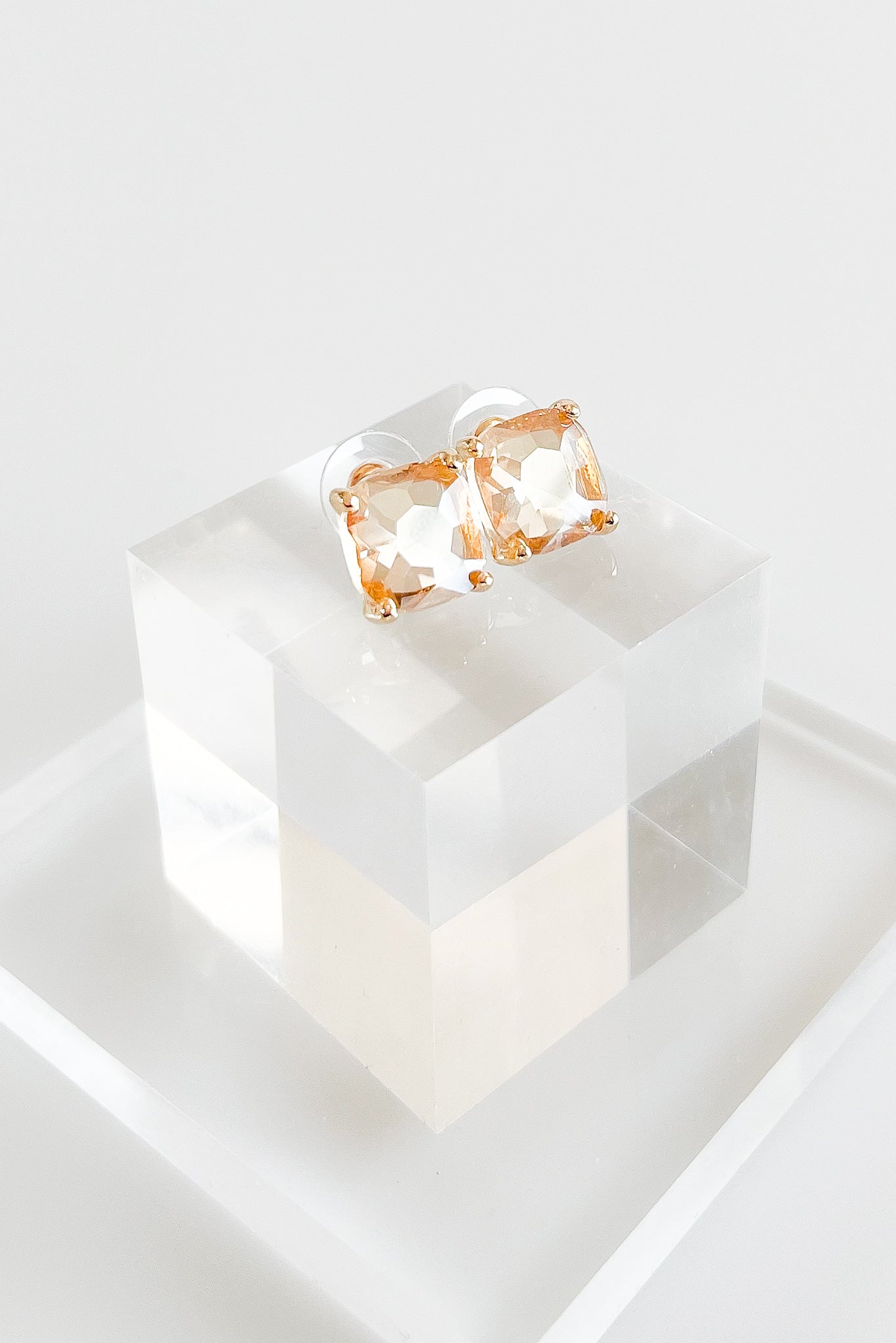 Cushion Stone Stud Evening Earrings - Topaz-230 Jewelry-NYW-Coastal Bloom Boutique, find the trendiest versions of the popular styles and looks Located in Indialantic, FL