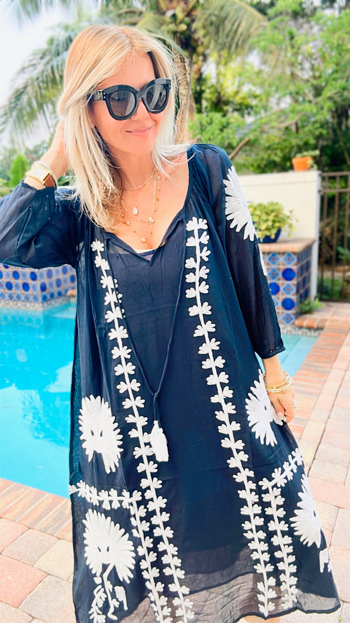 Embroidered Midi Dress- Navy-200 dresses/jumpsuits/rompers-Dolma-Coastal Bloom Boutique, find the trendiest versions of the popular styles and looks Located in Indialantic, FL