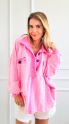 Oversized Texture Knit Sweatshirt - Neon Pink-130 Long Sleeve Tops-BucketList-Coastal Bloom Boutique, find the trendiest versions of the popular styles and looks Located in Indialantic, FL