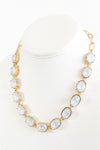 CZ Oval Chain Link Necklace - Opal Clear-230 Jewelry-FAME ACCESSORIES-Coastal Bloom Boutique, find the trendiest versions of the popular styles and looks Located in Indialantic, FL