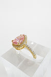 Sterling Silver Pear Halo Ring - Pink-230 Jewelry-NYC-Coastal Bloom Boutique, find the trendiest versions of the popular styles and looks Located in Indialantic, FL