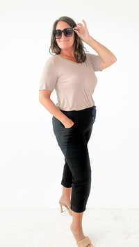 Curvy Love Endures Italian Jogger - Black-180 Joggers-Yolly-Coastal Bloom Boutique, find the trendiest versions of the popular styles and looks Located in Indialantic, FL