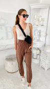 Paperbag Jogger Pants - Brown-170 Bottoms-HYFVE-Coastal Bloom Boutique, find the trendiest versions of the popular styles and looks Located in Indialantic, FL