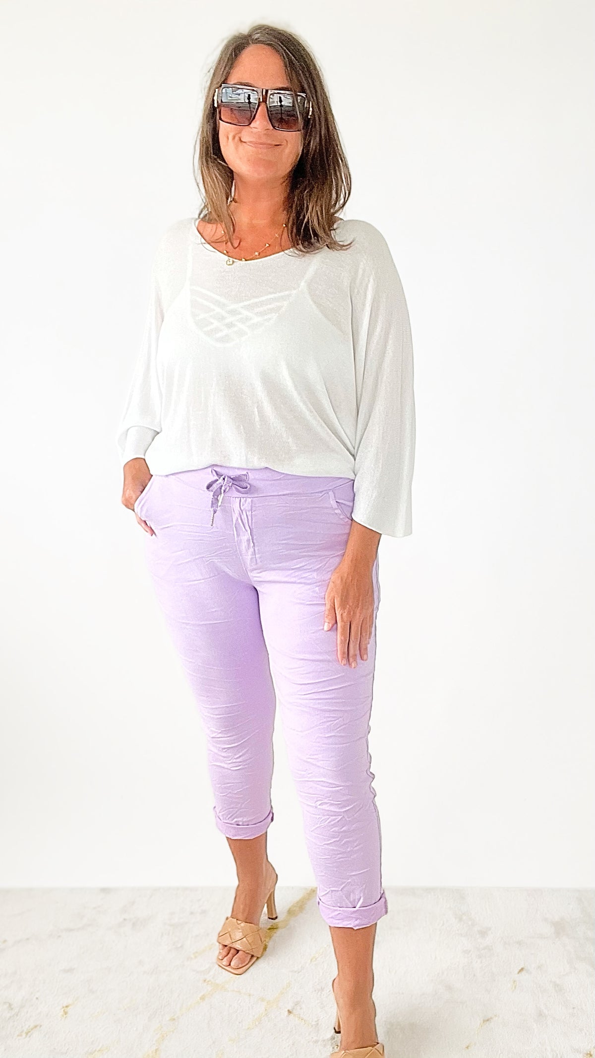 Curvy Love Endures Italian Jogger - Lavender-180 Joggers-Yolly-Coastal Bloom Boutique, find the trendiest versions of the popular styles and looks Located in Indialantic, FL