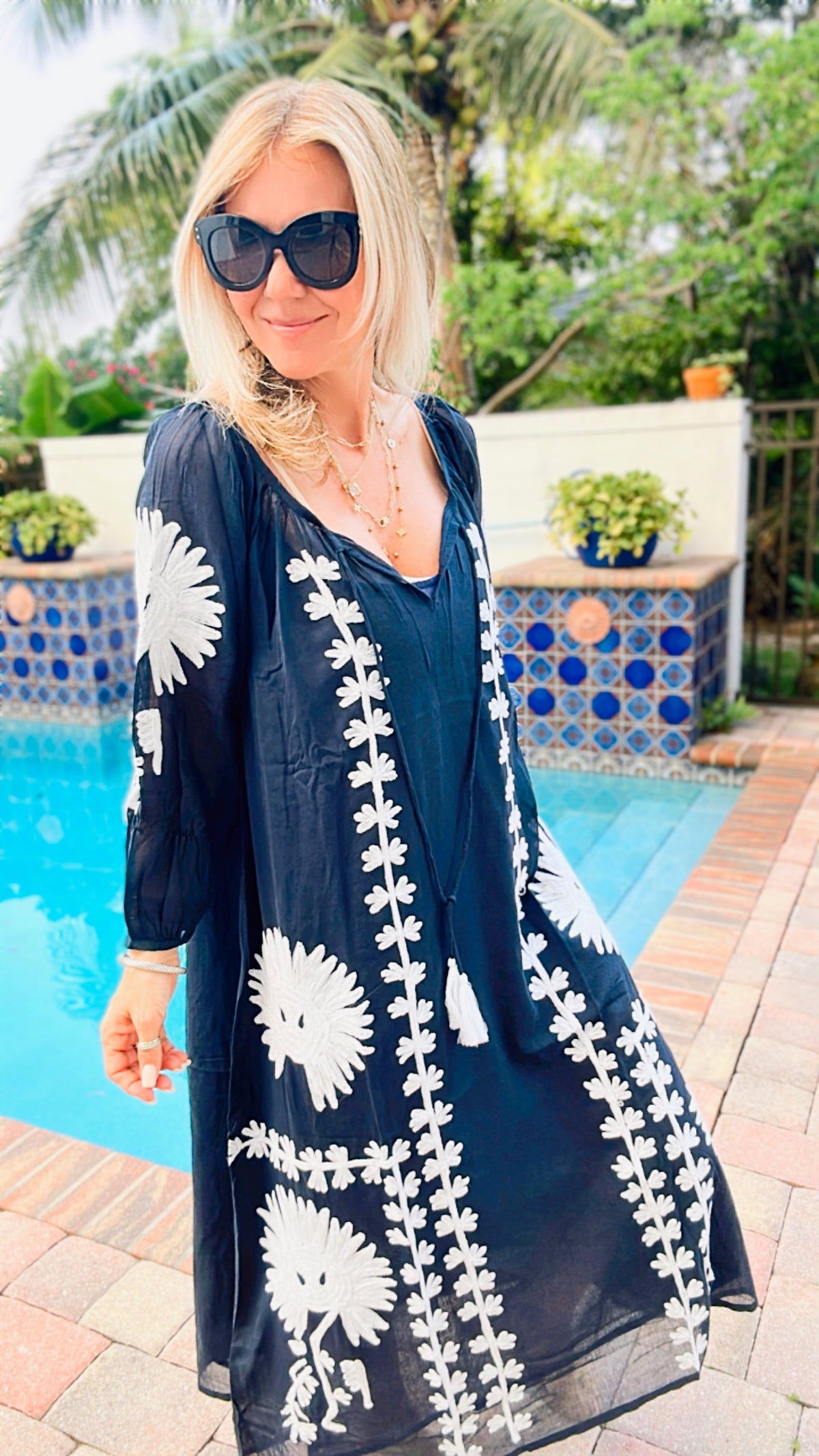 Embroidered Midi Dress- Navy-200 dresses/jumpsuits/rompers-Dolma-Coastal Bloom Boutique, find the trendiest versions of the popular styles and looks Located in Indialantic, FL