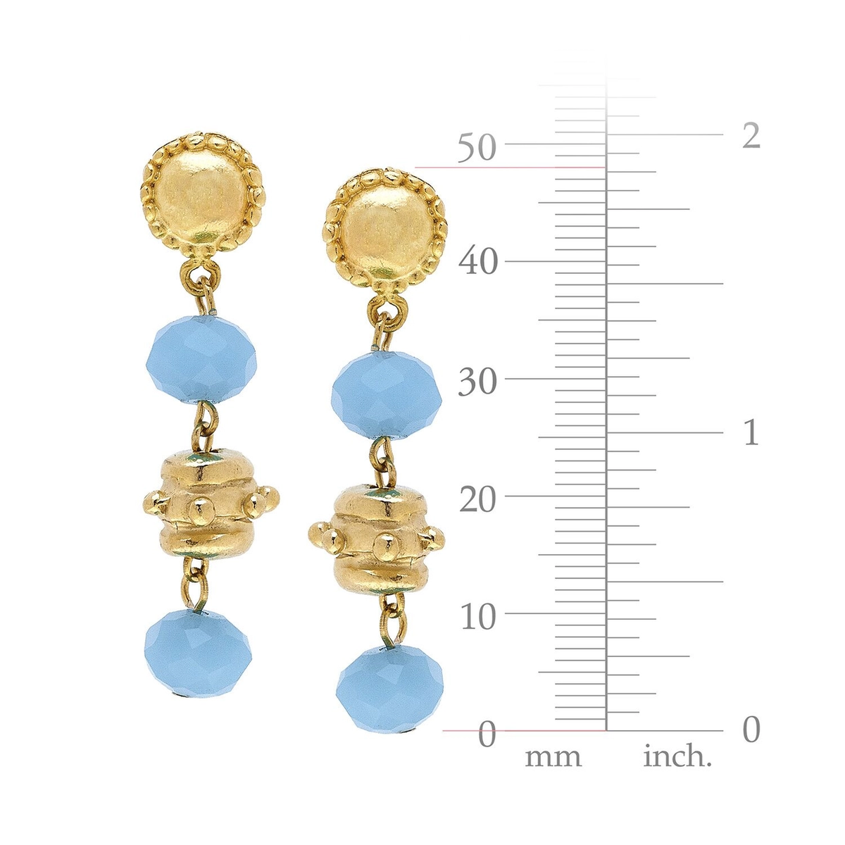 Gold Bead and Aqua Crystal Earrings - Susan Shaw-230 Jewelry-SUSAN SHAW-Coastal Bloom Boutique, find the trendiest versions of the popular styles and looks Located in Indialantic, FL