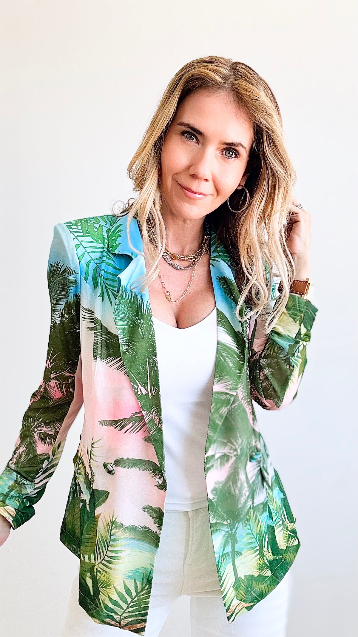 Hawaiian Trip Blazer-160 Jackets-Taelynn-Coastal Bloom Boutique, find the trendiest versions of the popular styles and looks Located in Indialantic, FL