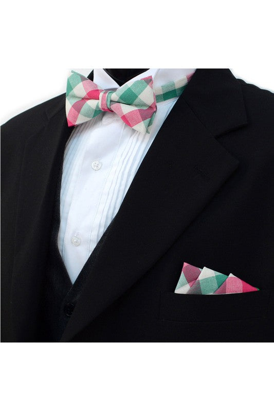 Bow Tie and Pocket Square Set - Pink&Green-260 Other Accessories-Selini New York-Coastal Bloom Boutique, find the trendiest versions of the popular styles and looks Located in Indialantic, FL