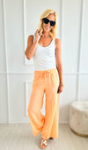 Elastic Waist Italian Linen Pant - Melon-pants-Italianissimo-Coastal Bloom Boutique, find the trendiest versions of the popular styles and looks Located in Indialantic, FL