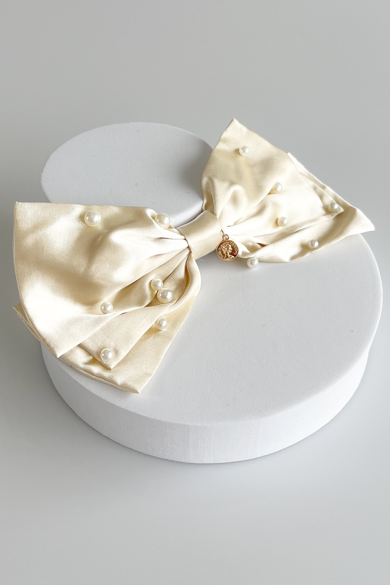 Pearl & Bow French Hair Clip - Beige-260 Other Accessories-Darling-Coastal Bloom Boutique, find the trendiest versions of the popular styles and looks Located in Indialantic, FL