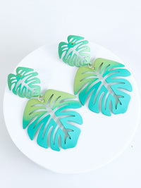 Tropical Leaf Link Dangle Earrings - Green-230 Jewelry-Wona Trading-Coastal Bloom Boutique, find the trendiest versions of the popular styles and looks Located in Indialantic, FL